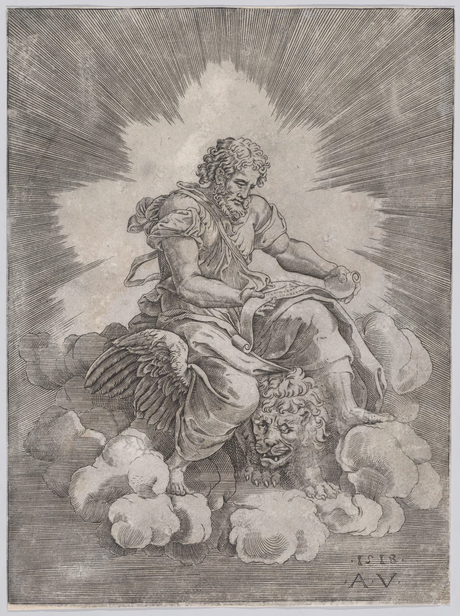 Saint Mark by Agostino Veneziano, print, 1518