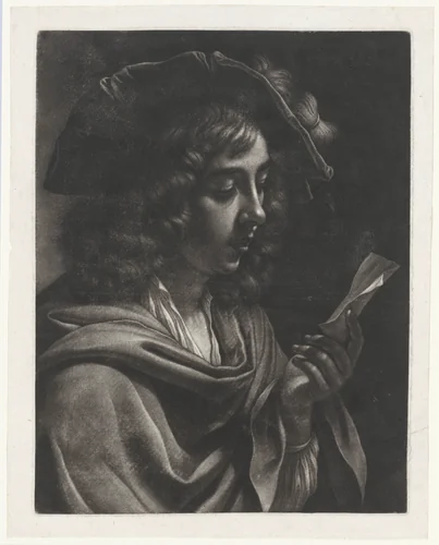 Brieflezende jongen by Wallerant Vaillant, print, 1658-1677
