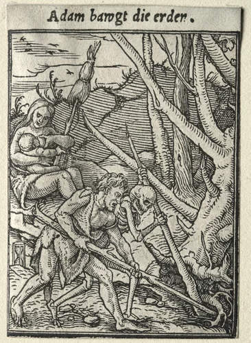 Dance of Death: Adam Tilling the Ground by Hans Holbein the Younger, print, 1521-1531