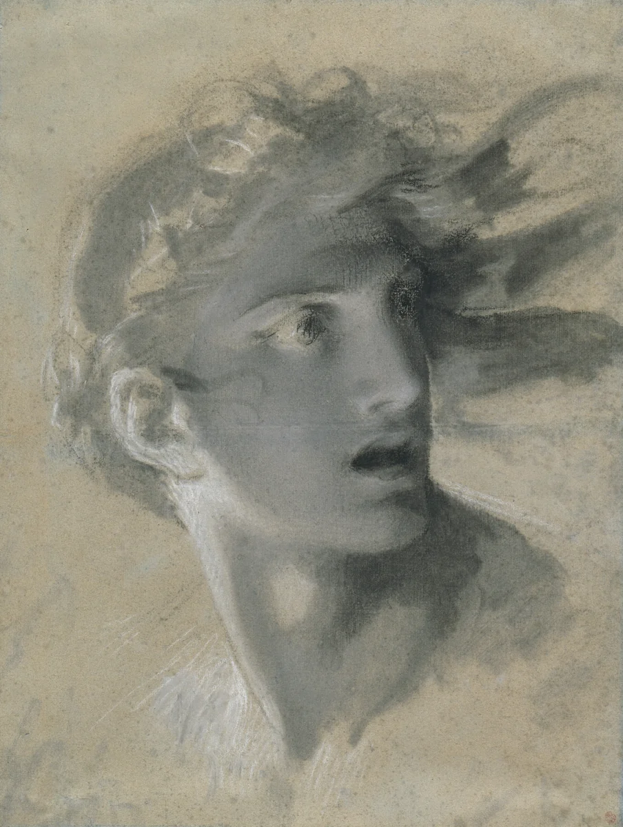 Head of Vengeance by Pierre-Paul Prud'hon, drawing, 1799-1809