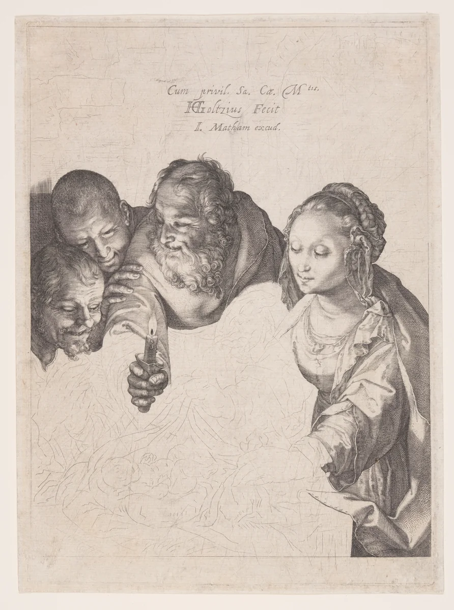 The Adoration of the Shepherds by Hendrick Goltzius, print, 1594-1604