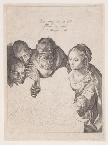 The Adoration of the Shepherds by Hendrick Goltzius, print, 1594-1604