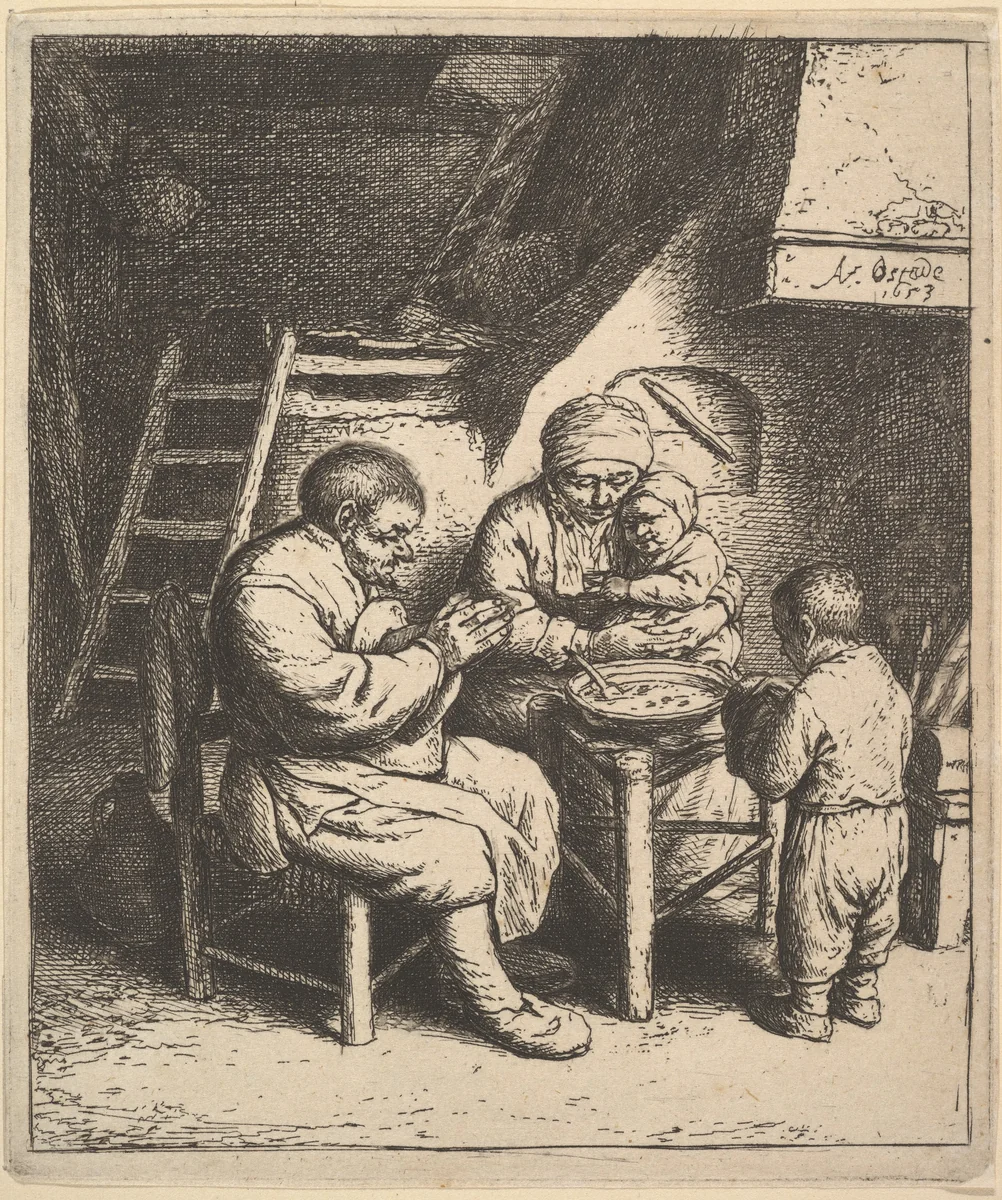 The Blessing by Adriaen van Ostade, print, 1610-1685