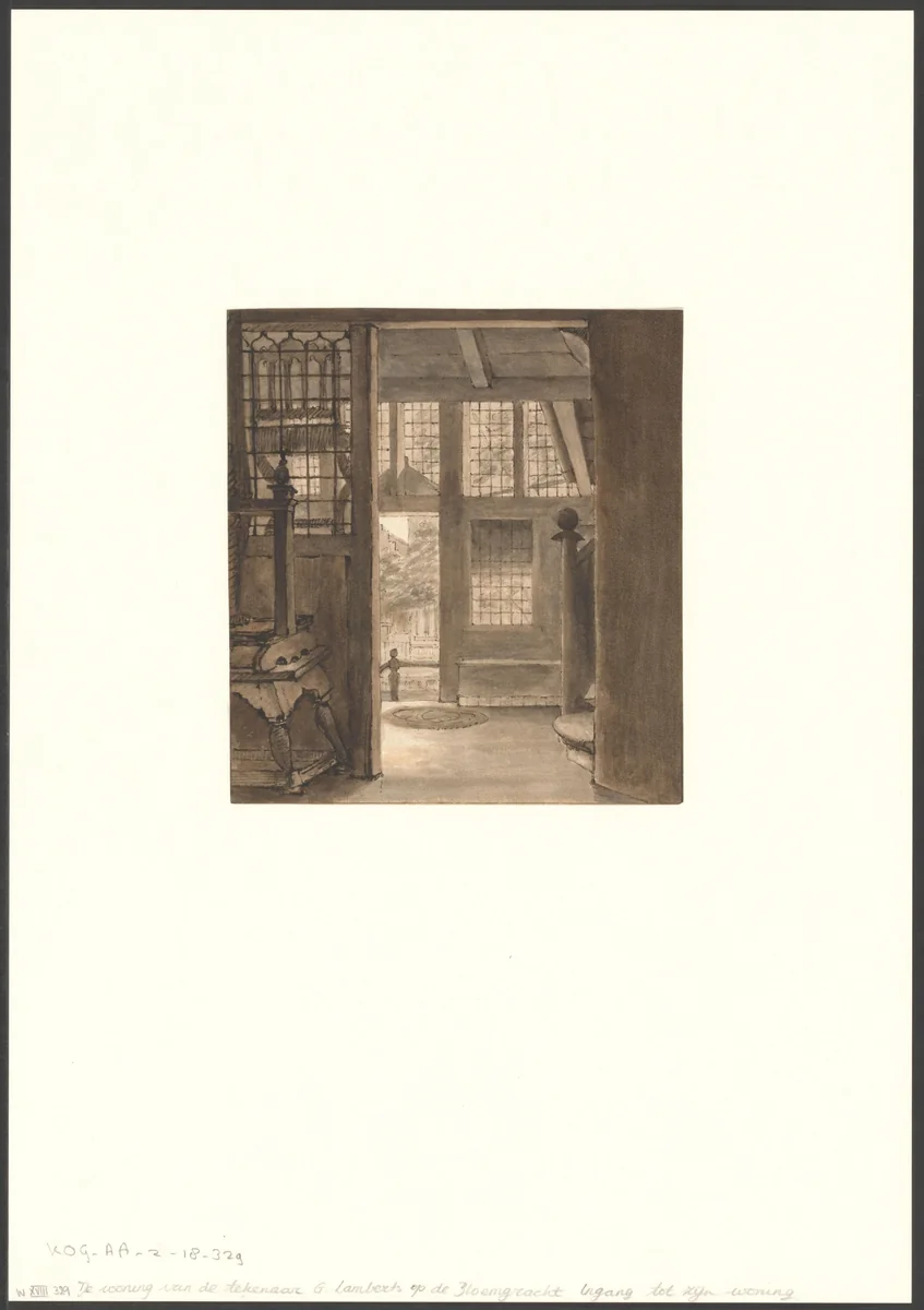 Ingang tot de woning van de kunstenaar by Gerrit Lamberts, drawing, 1786-1850
