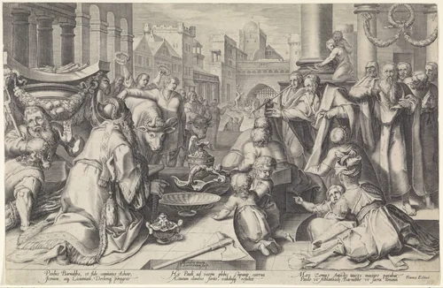 Paulus en Barnabas in Lystra by Unknown, print, 1589-1607