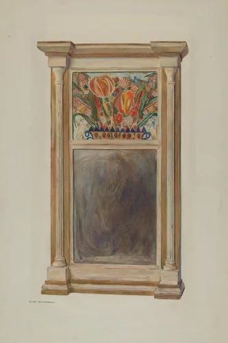Looking Glass with Decorated Glass Panel by Carl Strehlau, index of american design, 1939