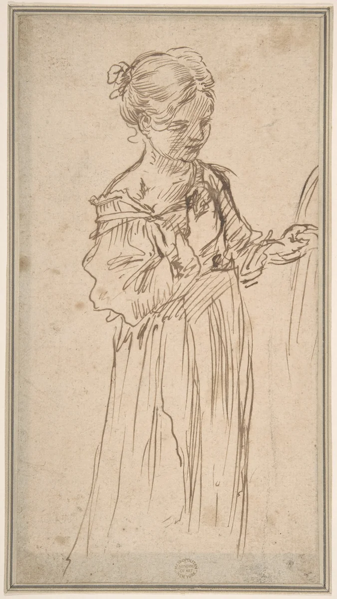 Figure of a Girl by anonymous, drawing, 1600-1700