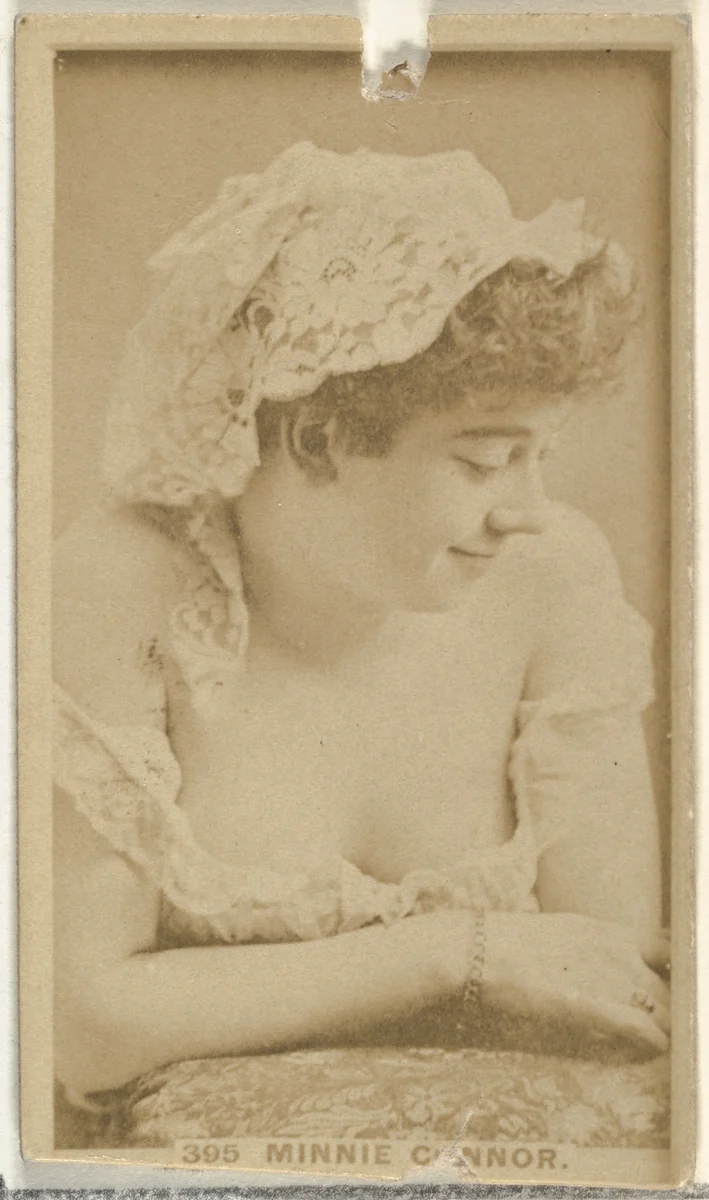 Card Number 395, Minnie Connor, from the Actors and Actresses series (N145-7) issued by Duke Sons & Co. to promote Duke Cigarettes by W. Duke, Sons & Co., photograph, 1880-1889