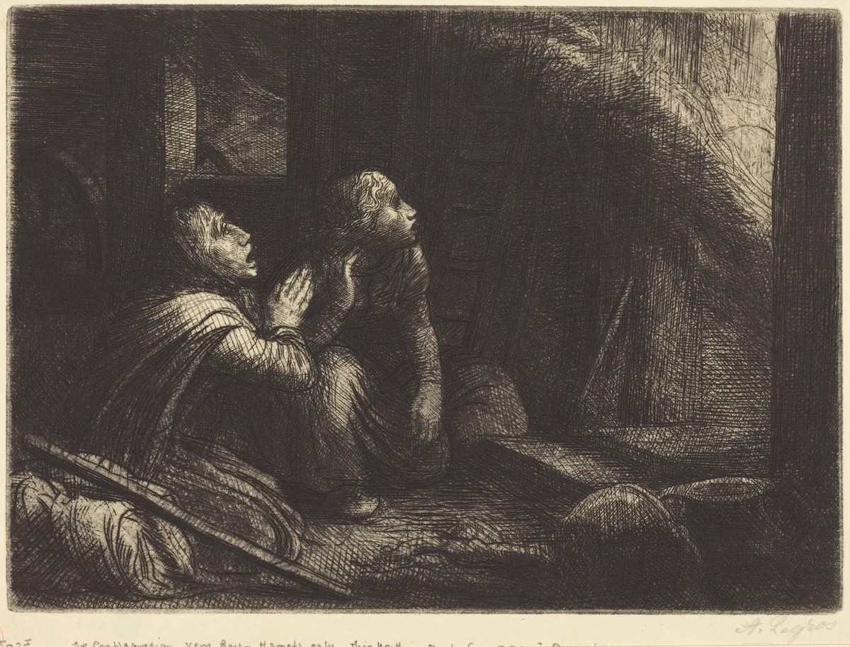 Fire, 3rd plate (L'incendie) by Alphonse Legros, print, 1837-1911