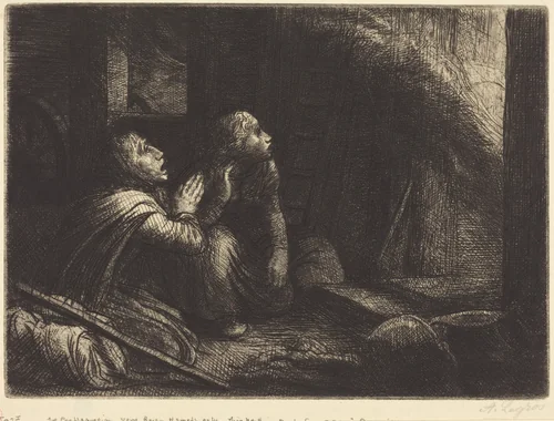 Fire, 3rd plate (L'incendie) by Alphonse Legros, print, 1837-1911