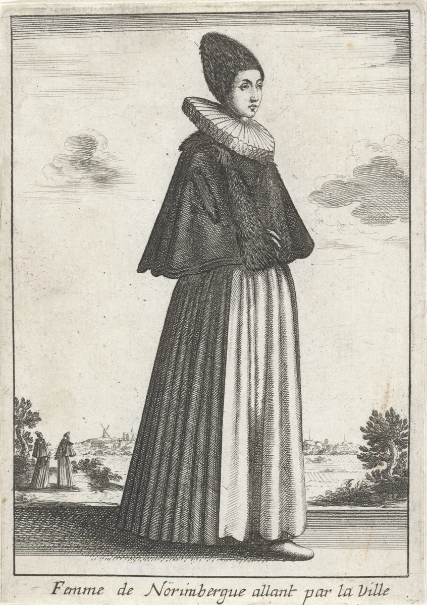 Femme de Nörimbergue allant par la Ville by anonymous, print, 1662