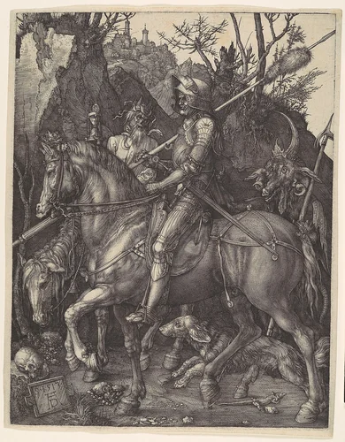 Knight, Death, and the Devil by Albrecht Dürer, print, 1513