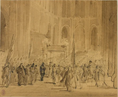 Crowning of a Prince by Jehan-Georges Vibert, drawing, 1860-1904