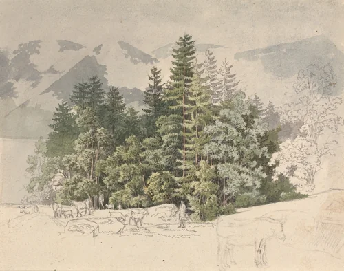 Alpine Landscape by Friedrich Salathé, drawing, 1814