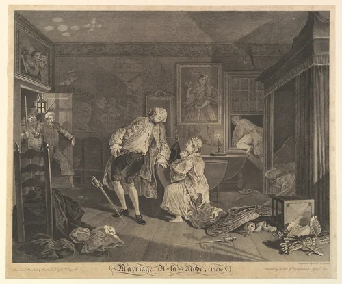 Marriage A-la-Mode, Plate V by Simon Ravenet, print, 1745