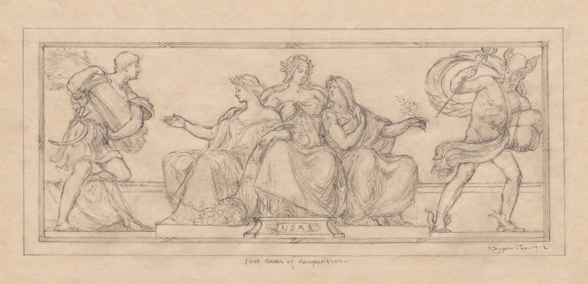 Design for United States Currency by Kenyon Cox, drawing, 1912