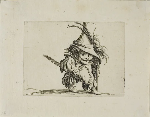 The Potbellied Man with a Tall Hat, from Varie Figure Gobbi by Jacques Callot, print, 1616