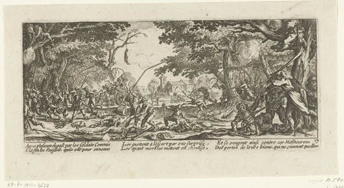 Boeren nemen wraak op soldaten by anonymous, print, 1677-1690