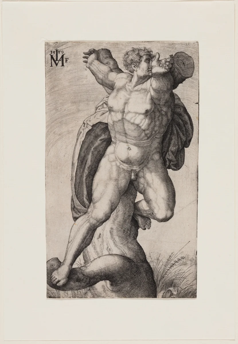 A Crucified Man (Haman) by Melchior Lorck
Michelangelo Buonarroti, print, 1550