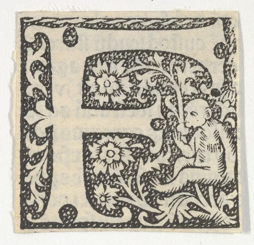 Decorated Roman alphabet by anonymous, print, 1485-1499