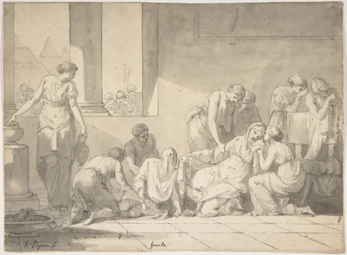 The Despair of Hecuba by Pierre Peyron, drawing, 1779-1789
