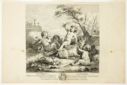 Autumn, plate three from Le Quatre Saisons by Charles Joseph Natoire, print, 1735