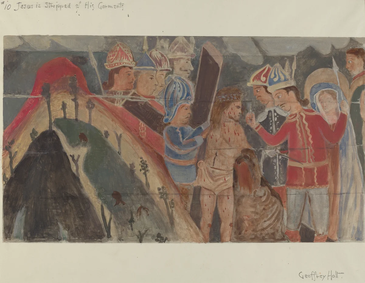 Station of the Cross No. 10: "Jesus is Stripped of His Garments" by Geoffrey Holt, index of american design, 1936