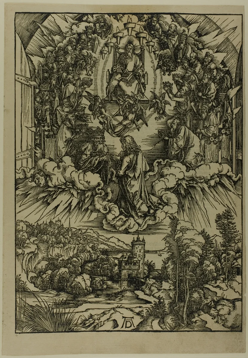 St. John before God and the Elders, from The Apocalypse by Albrecht Dürer, print, 1496-1498