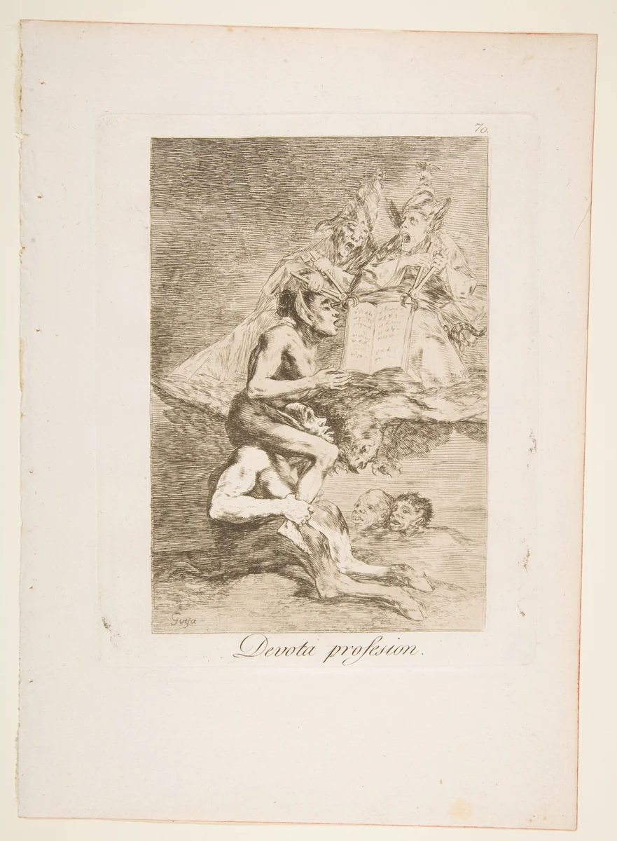 Plate 70 from "Los Caprichos": Devout Profession (Devota profesion) by Goya, print, 1799