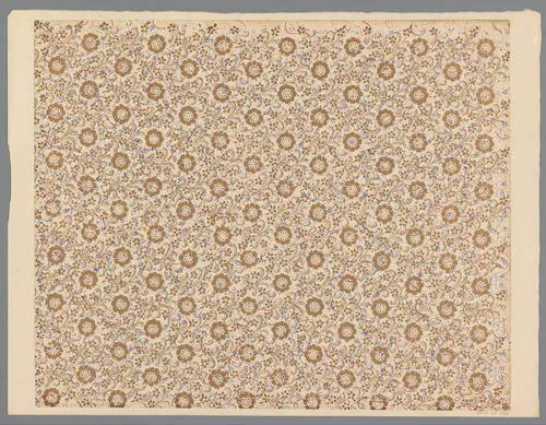 Blad met strooipatroon van bloemen en ranken by anonymous, print, 1800-1900