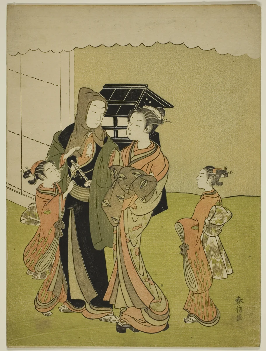 Lovers Parting in the Morning by Suzuki Harunobu (鈴木春信), print, 1760-1770