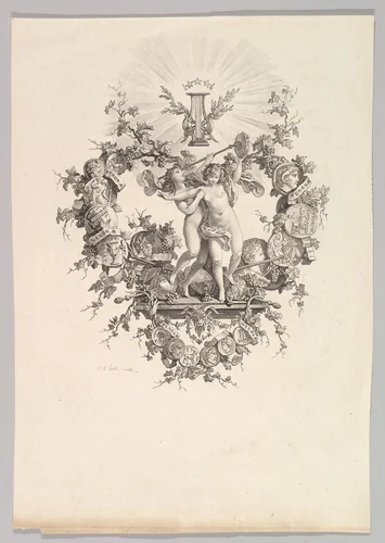 Vignette with Two Nymphs by Jean Baptiste Huet, print, 1778