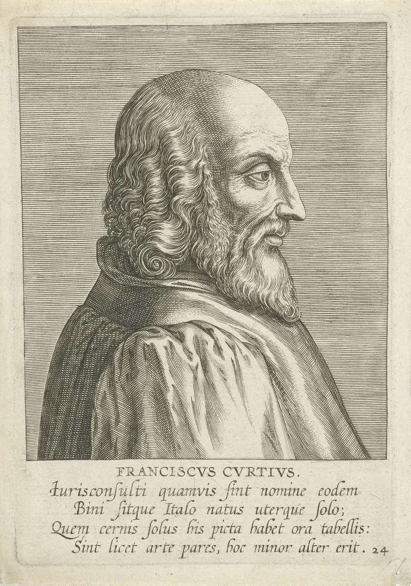 Portret van Francesco Corti by Philips Galle, print, 1587-1606