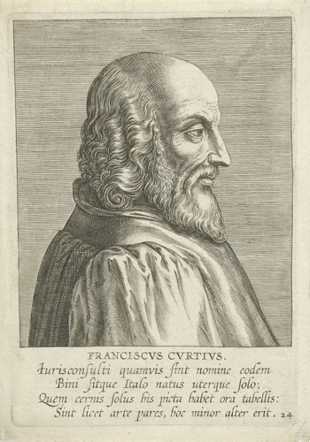 Portret van Francesco Corti by Philips Galle, print, 1587-1606
