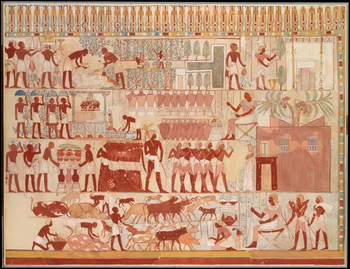 Nebamun Supervising Estate Activities, Tomb of Nebamun by Charles K. Wilkinson, artwork, -1400--1352