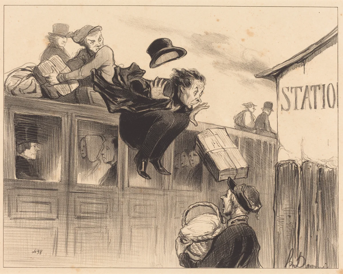 Trente secondes de station by Honoré Daumier, print, 1843