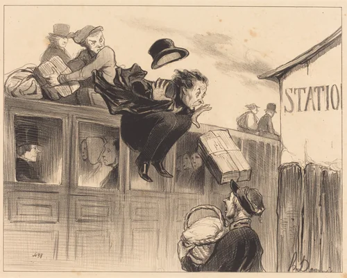 Trente secondes de station by Honoré Daumier, print, 1843