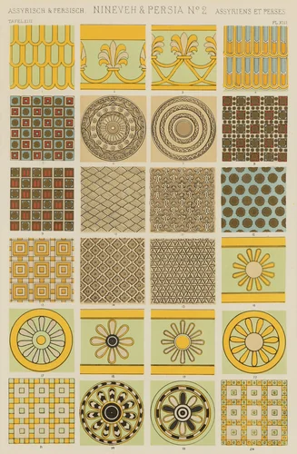 Nineveh and Persia No. 2, plate XIII from The Grammar of Ornament, 3rd edn. by Owen Jones, artwork, 1868