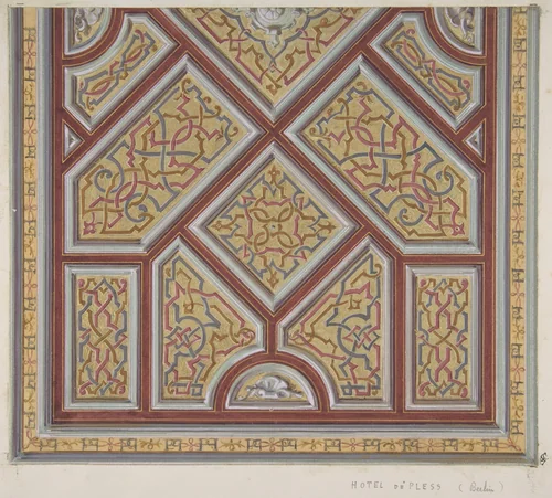 Design for Ceiling Decoration in the Hôtel de Pless, Berlin by Jules-Edmond-Charles Lachaise, drawing, 1850-1900
