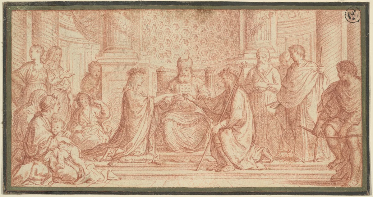 A Marriage Ceremony by Gaspare Diziani, drawing, 1700-1725