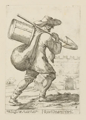Vendor of Chicken Dung, from Di Bologna l'Arti per via D'An.ibal' Ca.rac, plate 30 by Giuseppe Maria Mitelli, print, 1660