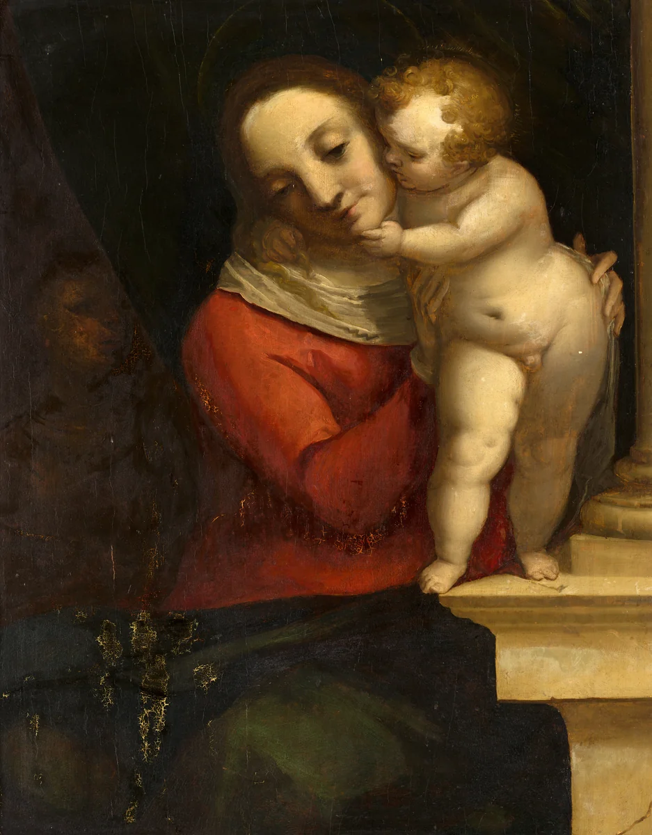 Madonna and Child, with John the Baptist by Luca Cambiaso, painting, 1565