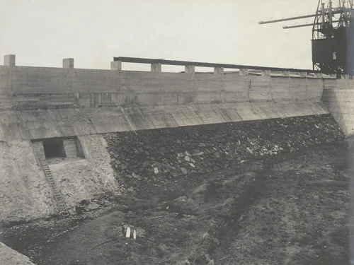 Balboa Terminals. Coaling Station, finished riprapping wall of coal pocket by Unidentified Photographer, photograph, 1916