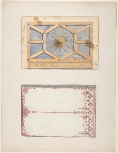 Designs for Ceiling and Wall Decoration for Monsieur Lecomte de la Grange by Jules-Edmond-Charles Lachaise, drawing, 1850-1900
