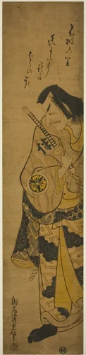 The Actor Matsumoto Koshiro II as Fuwa Banzaemon in the play "Monzukushi Nagoya Soga," performed at the Ichimura Theater in the first month, 1748 by Torii Kiyoshige, print, 1748