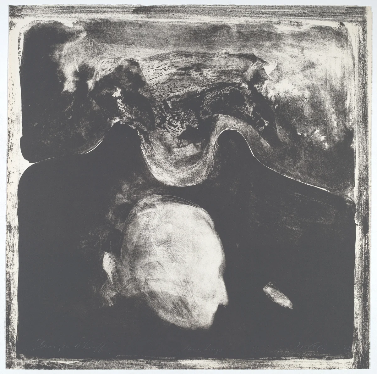 Georgia O'Keeffe by Nathan Oliveira, print, 1963