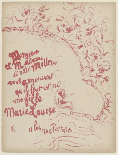 Announcement of a Birth (Billet de naissance) by Pierre Bonnard, print, 1898