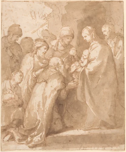 The Adoration of the Magi by Bartolomé Esteban Murillo, drawing, 1650-1656
