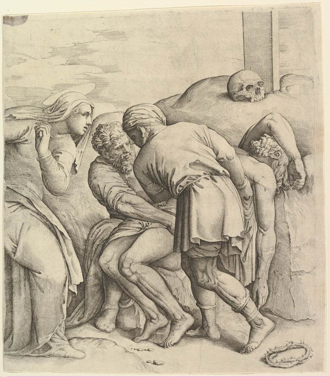 The Entombment of Christ by Battista Franco, print, 1525-1535