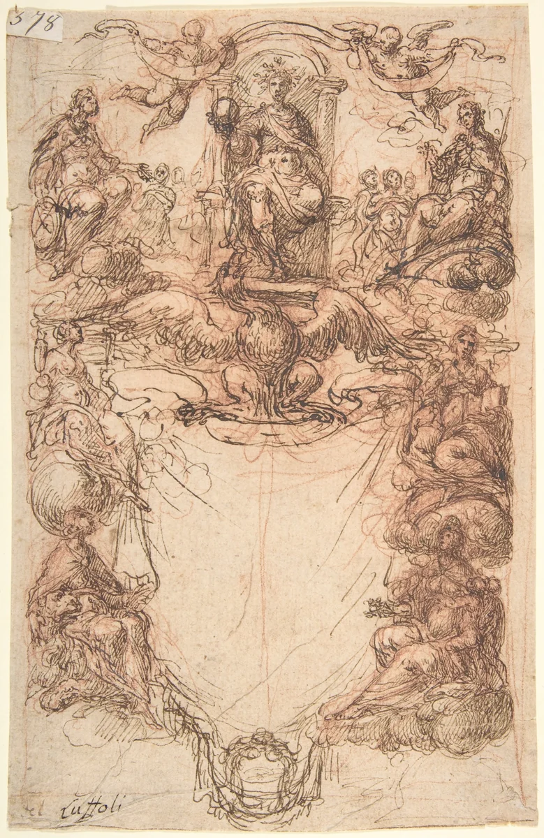 Design for a Title Page by Giovanni Maria Luffoli, drawing, 1665-1707